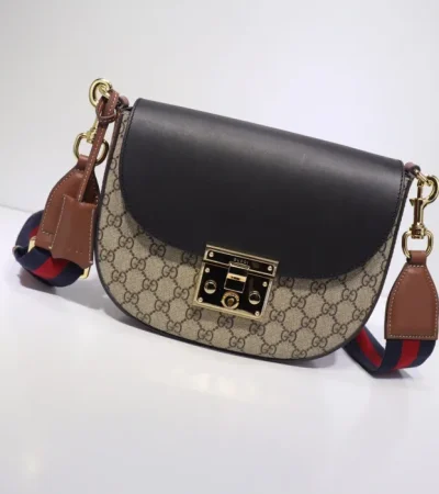 Replica GUCCI Supreme Monogram Web Medium Padlock Messenger Shoulder Bag - high-end fake designer purse