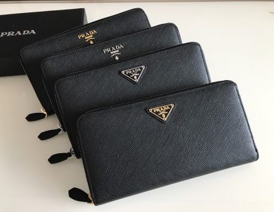 Replica Prada Saffiano Long Zipper Wallet Black - ultra-realistic fake designer tote
