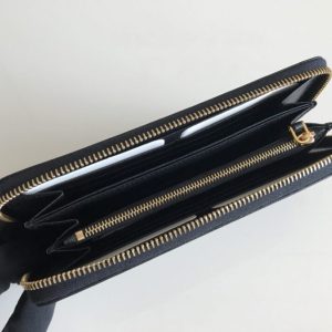 Replica Prada Saffiano Long Zipper Wallet Black - 1:1 designer replica handbag