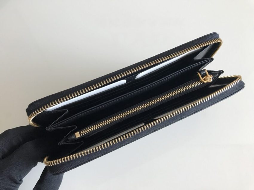 Replica Prada Saffiano Long Zipper Wallet Black - 1:1 designer replica handbag