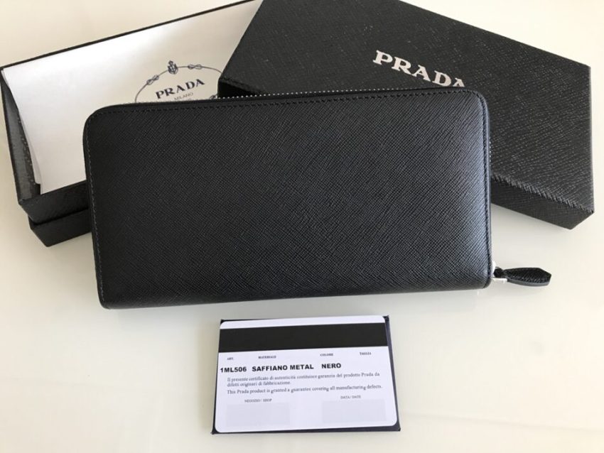 Replica Prada Saffiano Long Zipper Wallet Black - top-tier luxury replica shoulder bag