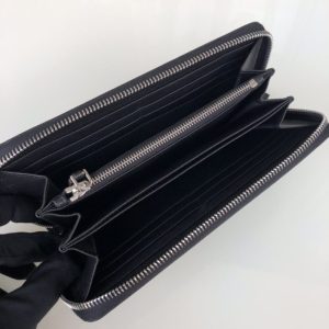 Replica Prada Saffiano Long Wallet Black Silver - high-quality designer bag clone