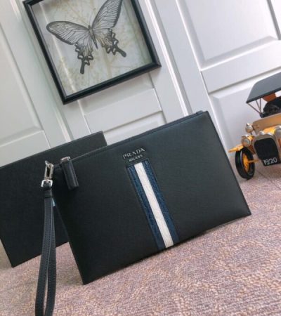 Replica Prada Large Pouch White Line - realistic designer-inspired fake bag