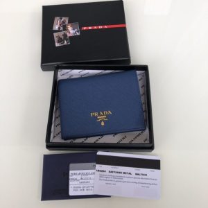 Replica Prada Saffiano Two Fold Wallet Blue - 1:1 designer replica handbag