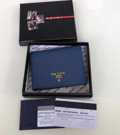 Replica Prada Saffiano Two Fold Wallet Blue - 1:1 designer replica handbag