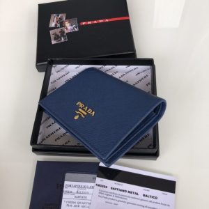 Replica Prada Saffiano Two Fold Wallet Blue - high-accuracy replica luxury purse