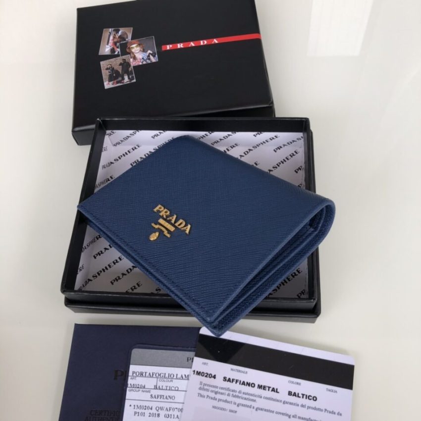 Replica Prada Saffiano Two Fold Wallet Blue - high-accuracy replica luxury purse