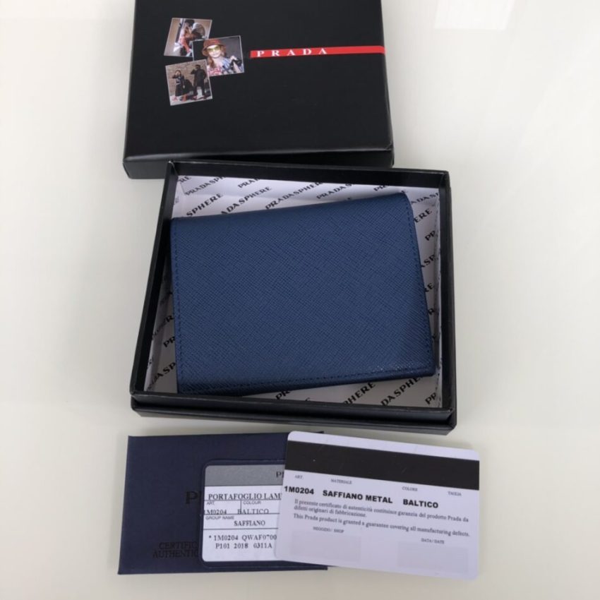 Replica Prada Saffiano Two Fold Wallet Blue - premium 1:1 fake handbag model