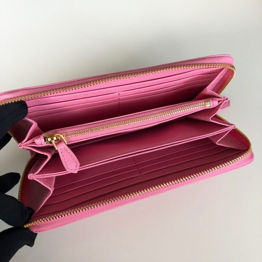 Replica Prada Saffiano Long Zipper Wallet Pink - ultra-realistic fake designer tote