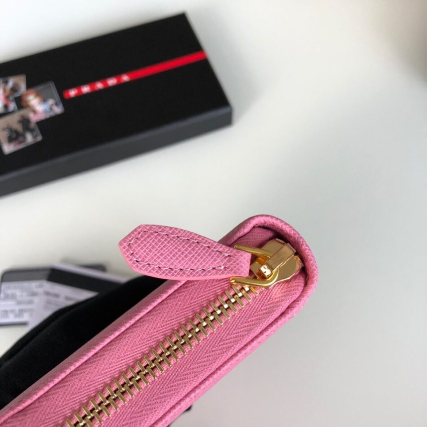 Replica Prada Saffiano Long Zipper Wallet Pink - authentic-look luxury purse replica