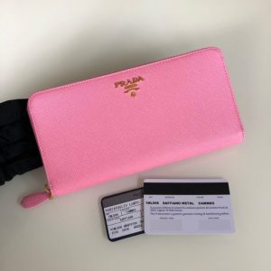 Replica Prada Saffiano Long Zipper Wallet Pink - top-rated replica designer bag