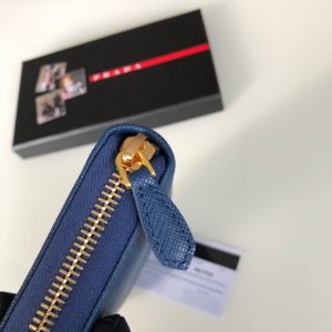 Replica Prada Saffiano Long Zipper Wallet Blue - elite superclone designer purse