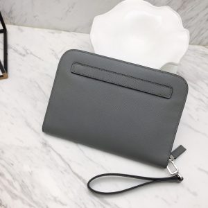 Replica Prada Saffiano New Pouch Grey - high-end fake designer purse