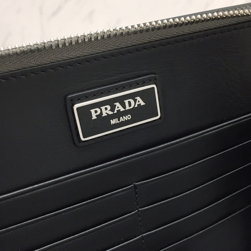 Replica Prada Saffiano New Pouch Grey - high-accuracy replica luxury purse