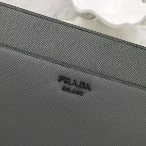 Replica Prada Saffiano New Pouch Grey - realistic designer-inspired fake bag