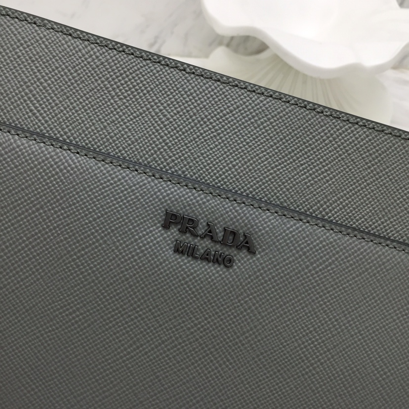 Replica Prada Saffiano New Pouch Grey - realistic designer-inspired fake bag