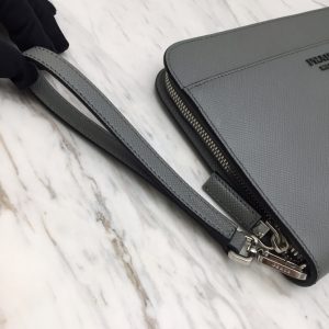 Replica Prada Saffiano New Pouch Grey - best-selling designer handbag dupe