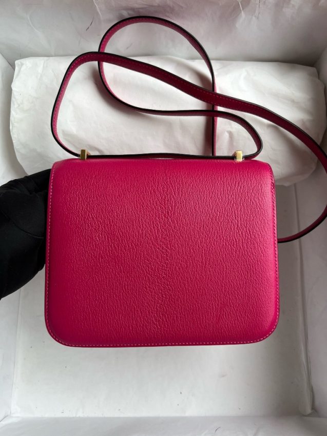 Replica Hermes Constance 18cm Bright Rose - best quality luxury bag dupe