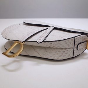 Replica Dior Saddle Bag Crocodile White - premium 1:1 fake handbag model