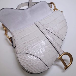 Replica Dior Saddle Bag Crocodile White - premium-grade designer purse dupe