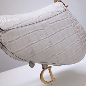Replica Dior Saddle Bag Crocodile White - 1:1 designer replica handbag