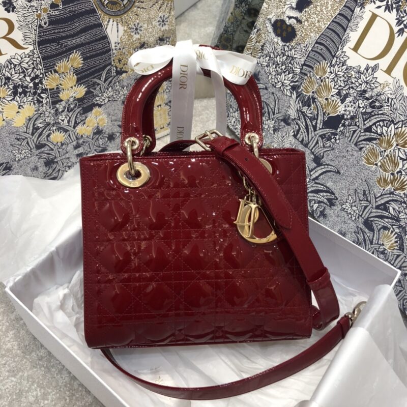 Replica Lady Dior Large Red Patent - realistic designer-inspired fake bag