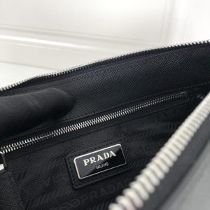 Replica Prada Saffiano Pouch Silver - authentic-look luxury purse replica