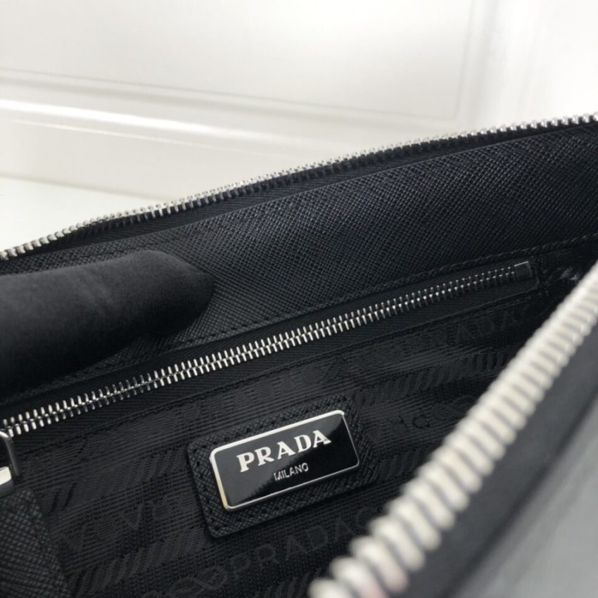 Replica Prada Saffiano Pouch Silver - authentic-look luxury purse replica