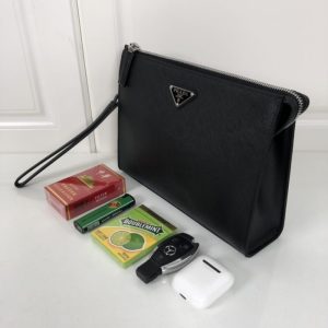 Replica Prada Saffiano Pouch Silver - top-tier luxury replica shoulder bag