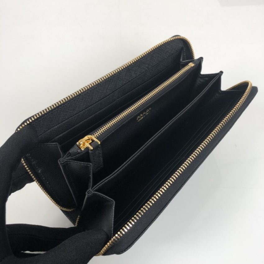 Replica Prada Saffiano Long Wallet Black - high-accuracy replica luxury purse