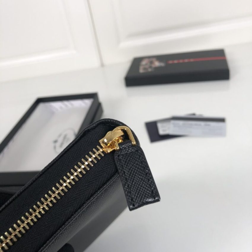 Replica Prada Saffiano Long Wallet Black - authentic-look luxury purse replica