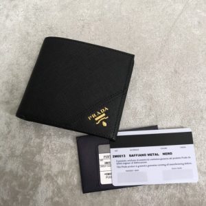 Replica Prada BiFold Wallet Black - 1:1 designer replica handbag