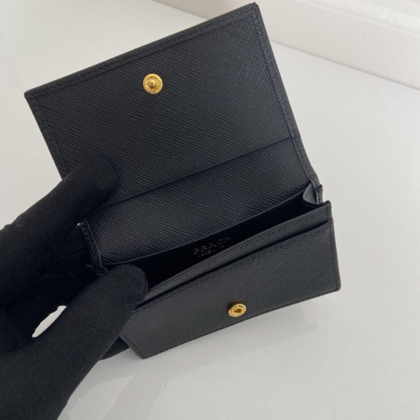 Replica Prada Saffiano Wallet Black Silver - top-rated replica designer bag