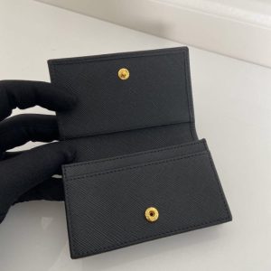 Replica Prada Saffiano Wallet Black Silver - near-authentic luxury replica handbag