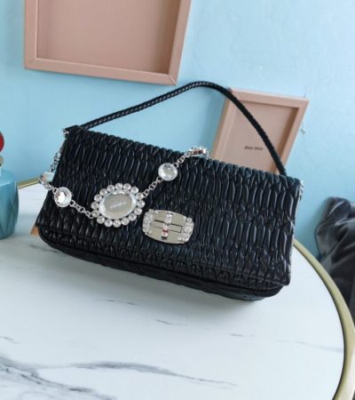 Replica Miu Miu Crystal Handbag Black - ultra-realistic fake designer tote
