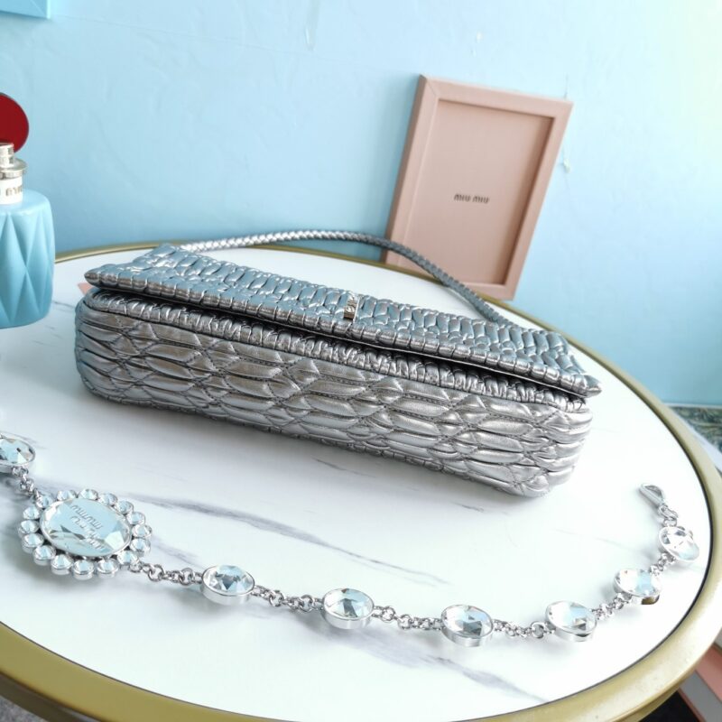 Replica Miu Miu Crystal Handbag Silver - high-end fake designer purse