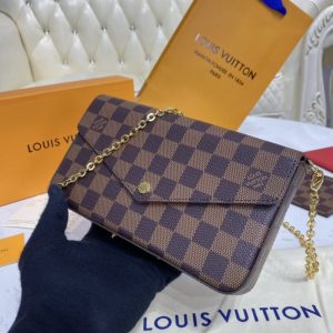 Replica Louis Vuitton Félicie Pochette Brown Grid - best-selling designer handbag dupe