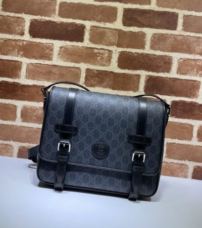 Replica Gucci GG Supreme Shoulder Bag Black - 1:1 designer replica handbag