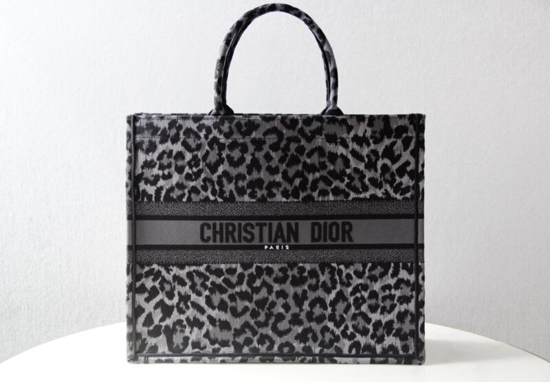 Replica Dior Tote Book Leopard Grey - premium 1:1 fake handbag model