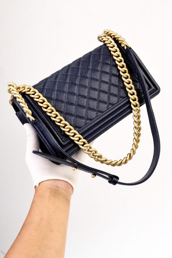 Replica CHANEL Le Boy Dark Blue - authentic-look luxury purse replica