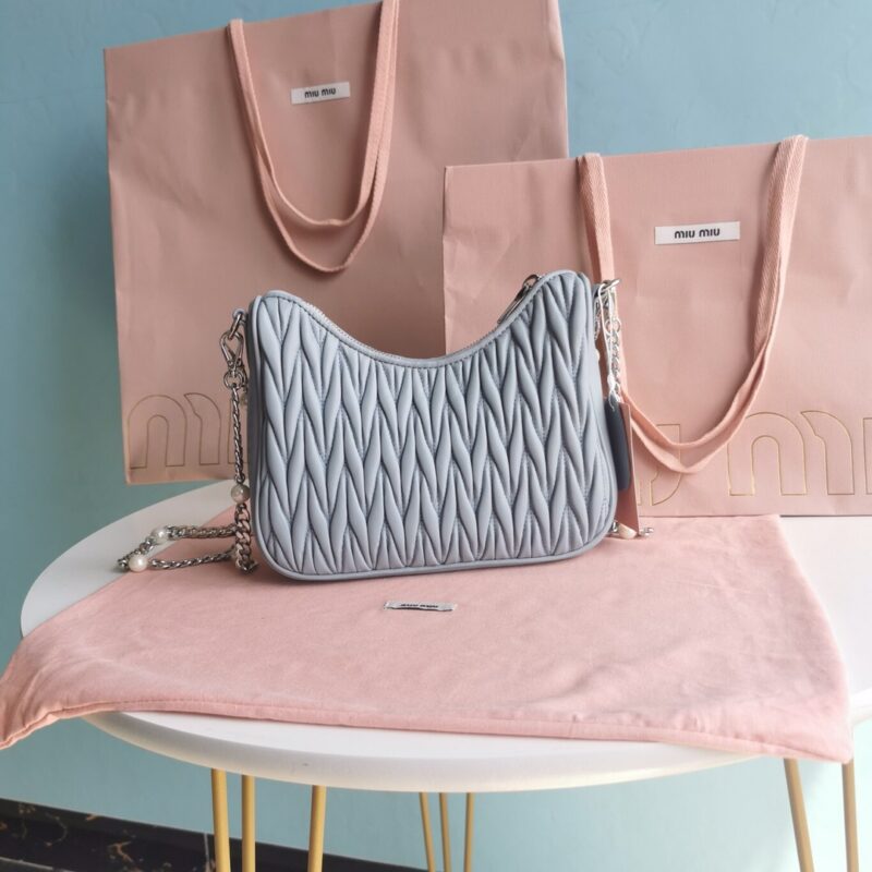 Replica Miu Miu Matelassé Pearl Blue - 1:1 designer replica handbag