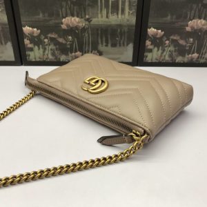 Replica Gucci Marmont Matelasse Wallet On Chain Beige - high-accuracy replica luxury purse