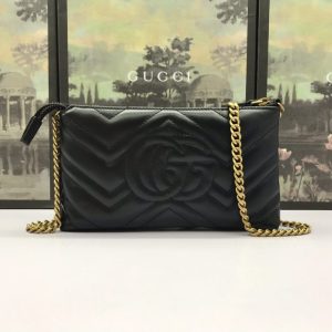 Replica Gucci Marmont Matelasse Wallet On Chain Black - premium-grade designer purse dupe