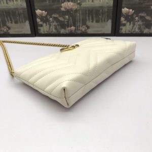 Replica Gucci Marmont Matelasse Wallet On Chain White - premium 1:1 fake handbag model