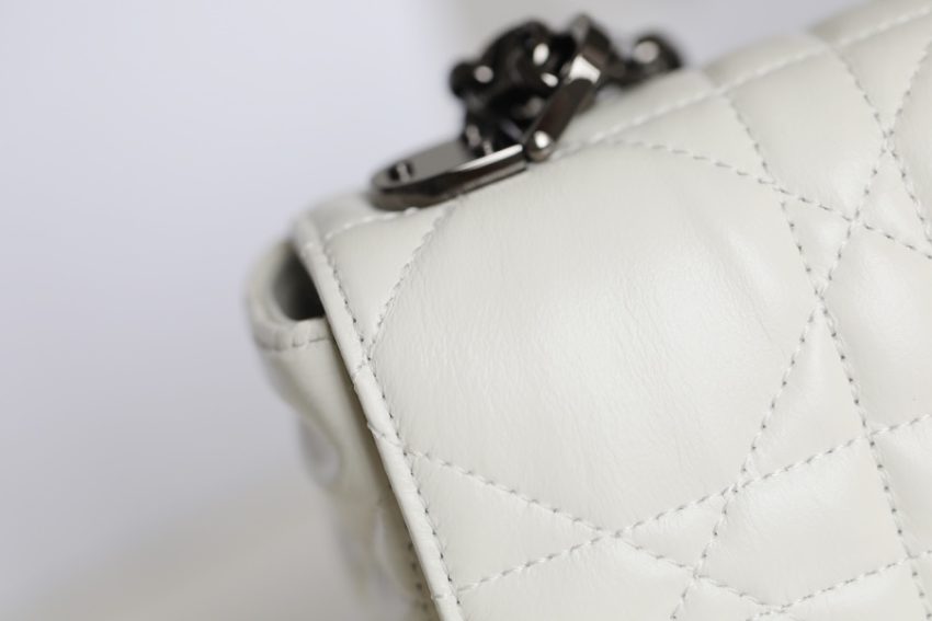 Replica Dior Caro Bag White Gunmetal - premium 1:1 fake handbag model