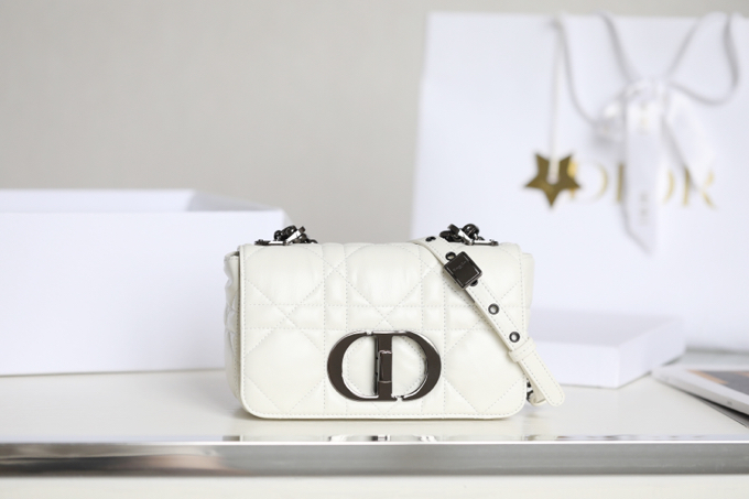 Replica Dior Caro Bag White Gunmetal - realistic designer-inspired fake bag