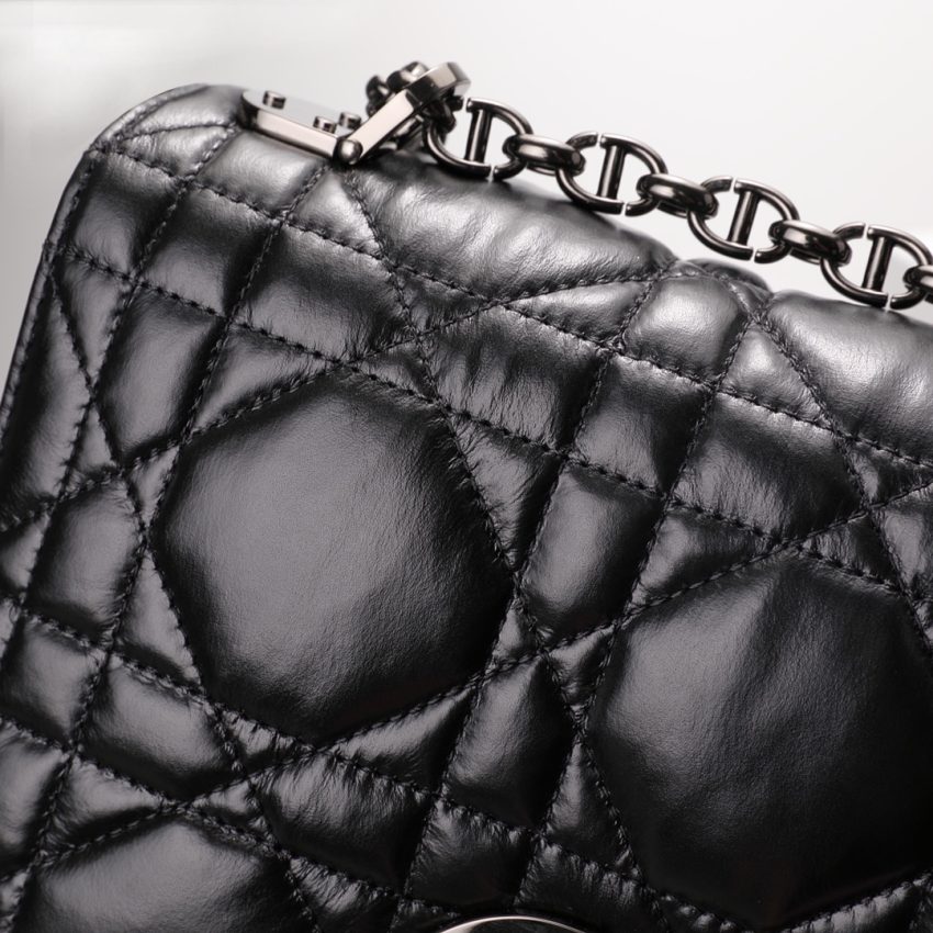 Replica Dior Caro Bag Diamond Black - premium 1:1 fake handbag model