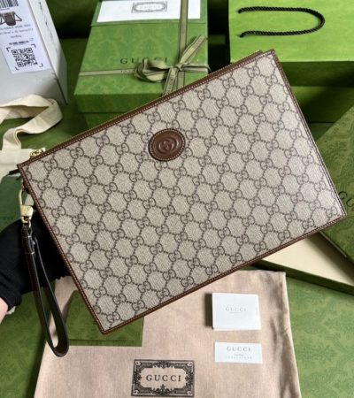 Replica Gucci Ophidia Clutch Brown - 1:1 designer replica handbag