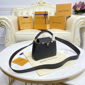 Replica Loius Vuitton Capucines Small Black - top-tier luxury replica shoulder bag