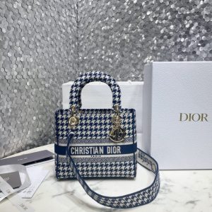 Replica Lady Dior Medium D-Lite Houndstooth Canvas - best-selling designer handbag dupe